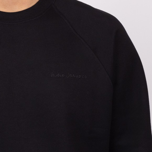 Nudie Jeans Mens Black Palle Logo Sweatshirt
