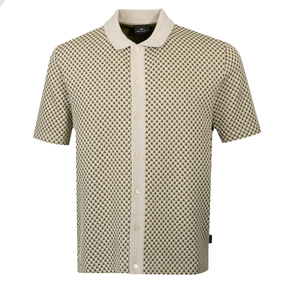 Jacquard Button Through Polo Shirt