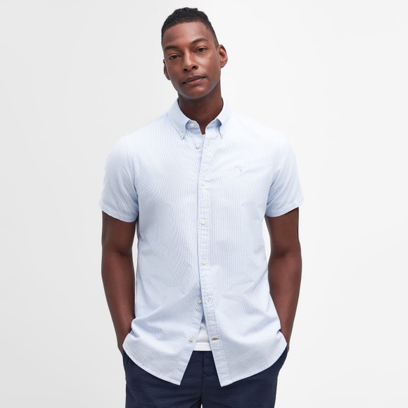 Barbour Lifestyle Mens Blue Striped Oxtown Short Sleeve Shirt #4