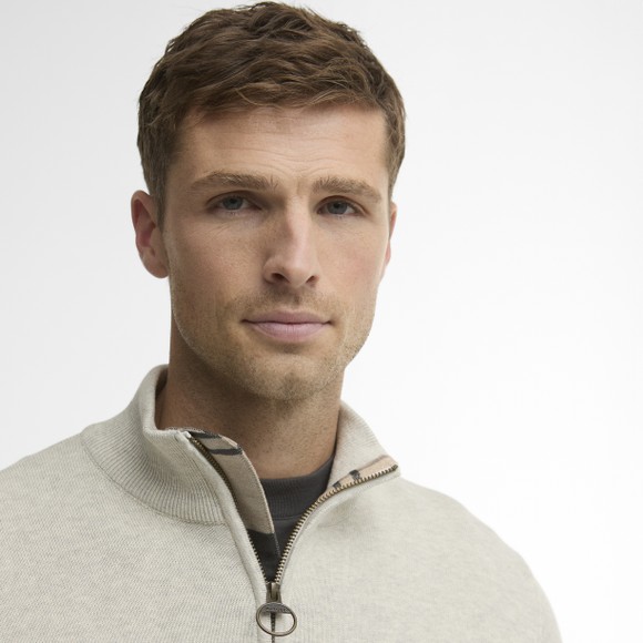 Barbour Lifestyle Mens Off-White Cotton Half Zip Jumper #3