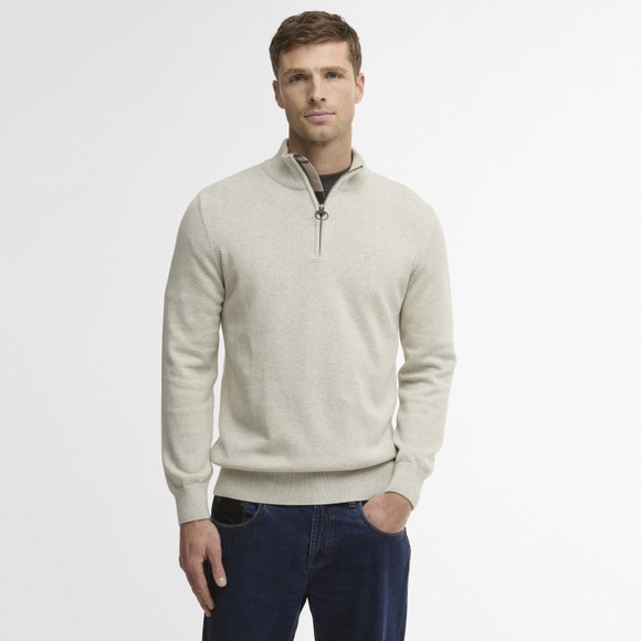 Barbour Lifestyle Mens Off-White Cotton Half Zip Jumper #2