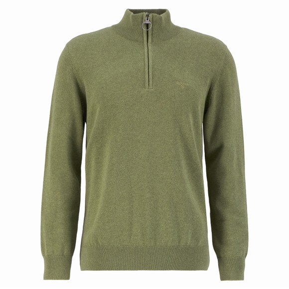 Barbour Lifestyle Mens Green Cotton Half Zip Jumper #1