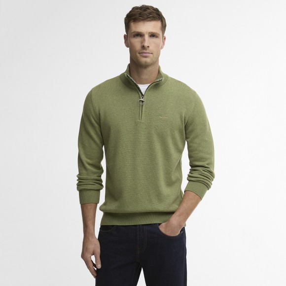 Barbour Lifestyle Mens Green Cotton Half Zip Jumper #3