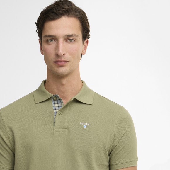 Barbour Lifestyle Mens Green Tartan Pique Polo #4