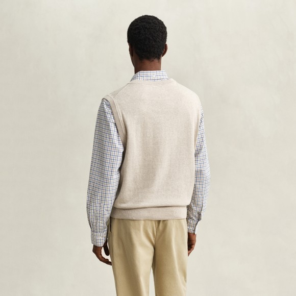 Gant Mens Beige Classic Cotton Slipover main image