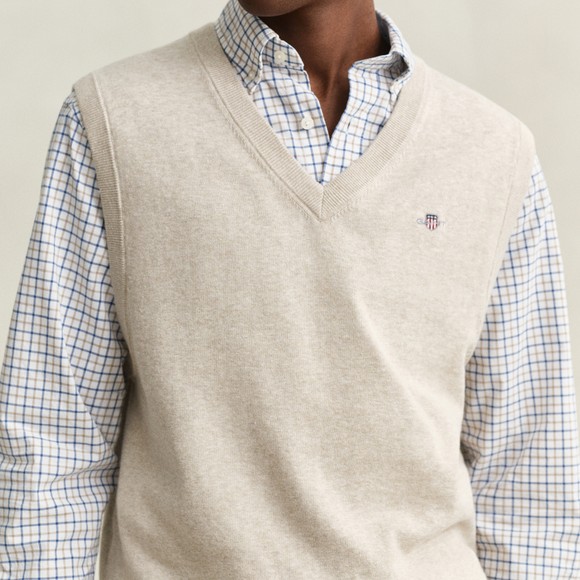 Gant Mens Beige Classic Cotton Slipover main image