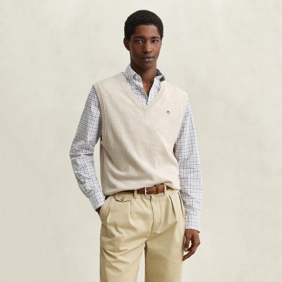 Gant Mens Beige Classic Cotton Slipover