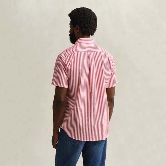 Gant Mens Red Classic Poplin Stripe Short Sleeve Shirt main image
