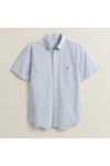 Gant Mens Blue Classic Gingham Poplin Short Sleeve Shirt