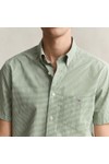 Gant Mens Green Classic Gingham Poplin Short Sleeve Shirt
