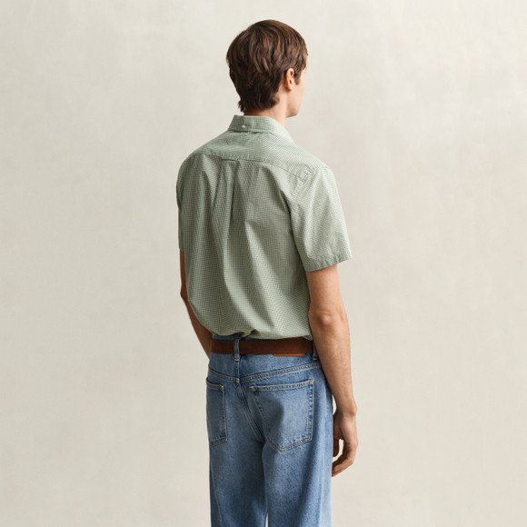 Gant Mens Green Classic Gingham Poplin Short Sleeve Shirt main image