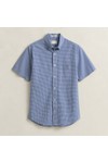 Gant Mens Blue Classic Gingham Poplin Short Sleeve Shirt