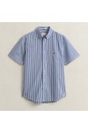 Gant Mens Blue Classic Poplin Stripe Short Sleeve Shirt