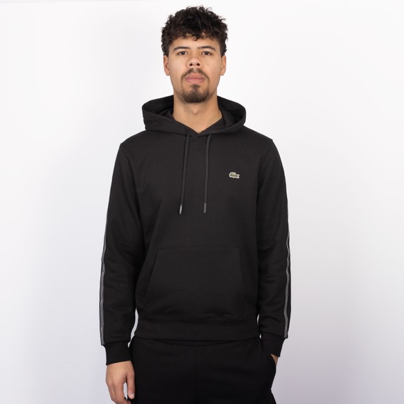 Lacoste Mens Black Logo Stripe Hooded Sweatshirt #3