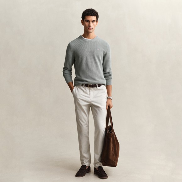 Gant Mens Off-White Classic Slim Fit Chinos