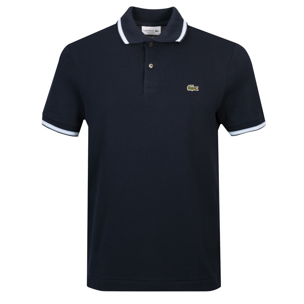 Stripe Collar Pique Polo Shirt