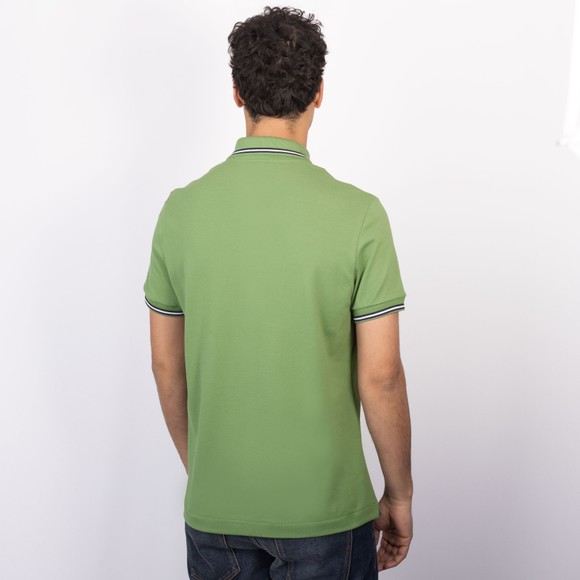 Lacoste Mens Green Stripe Collar Pique Polo Shirt #4