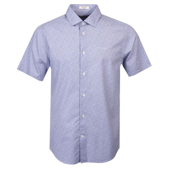Gant Mens Blue Poplin AOP Short Sleeve Shirt