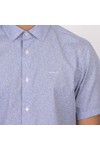 Gant Mens Blue Poplin AOP Short Sleeve Shirt