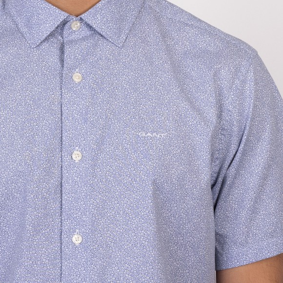 Gant Mens Blue Poplin AOP Short Sleeve Shirt main image