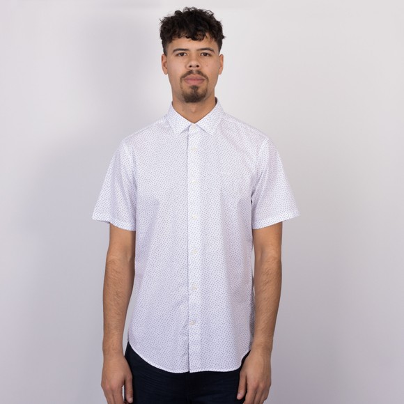 Gant Mens White Poplin AOP Short Sleeve Shirt