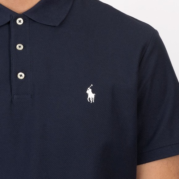 Polo Ralph Lauren Mens Blue Custom Slim Fit Honeycomb Mesh Polo Shirt #3