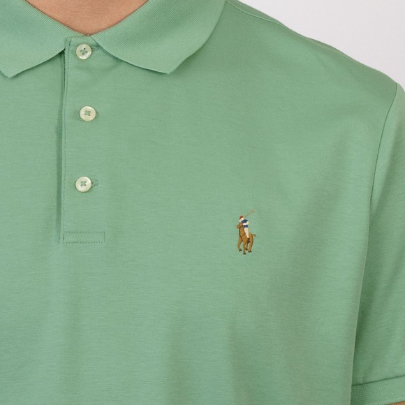 Polo Ralph Lauren Mens Green Custom Slim Fit Pima Polo Shirt #3