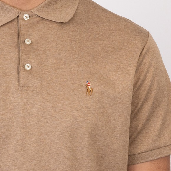 Polo Ralph Lauren Mens Beige Custom Slim Fit Pima Polo Shirt #3