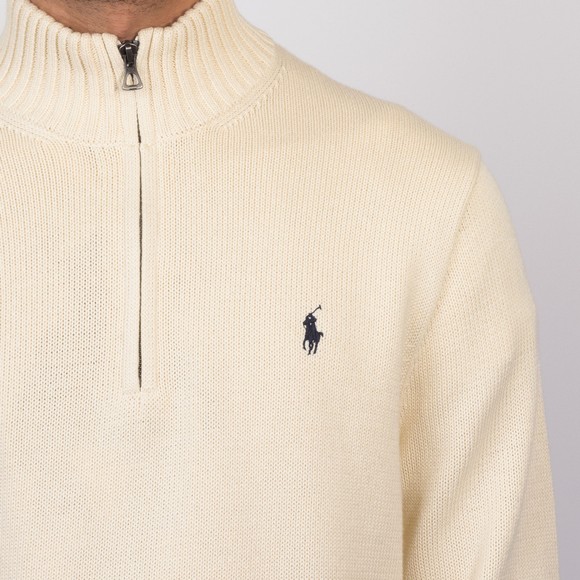 Polo Ralph Lauren Mens Off-White Cotton Quarter-Zip Jumper #3