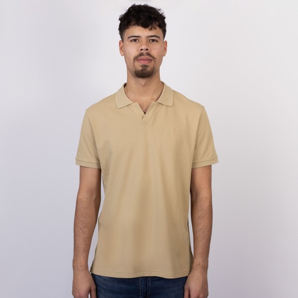 Polo Ralph Lauren Mens Beige Custom Slim Fit Open Neck Polo Shirt #3