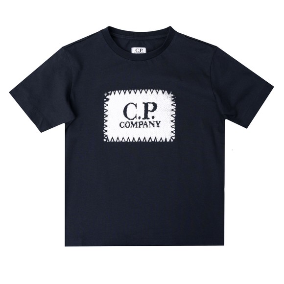 C.P. Company Undersixteen Boys Blue Stamp Logo T Shirt #1