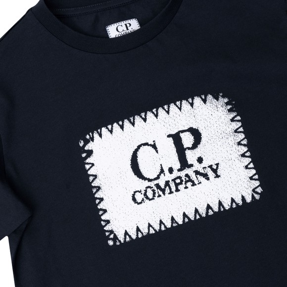 C.P. Company Undersixteen Boys Blue Stamp Logo T Shirt #2