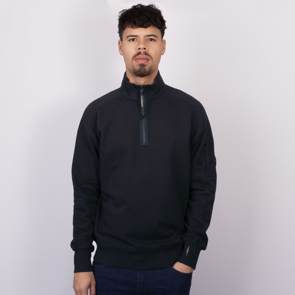 C.P. Company Mens Blue Diagonal Raised Fleece Half Zip Lens Sweatshirt #3