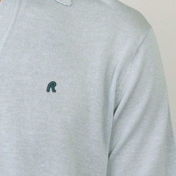 Replay Mens Blue Linen Blend Knitted Polo Shirt main image