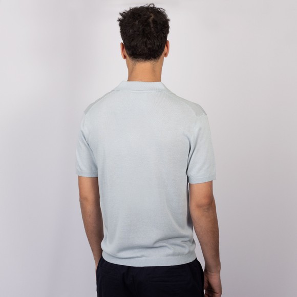 Replay Mens Blue Linen Blend Knitted Polo Shirt main image