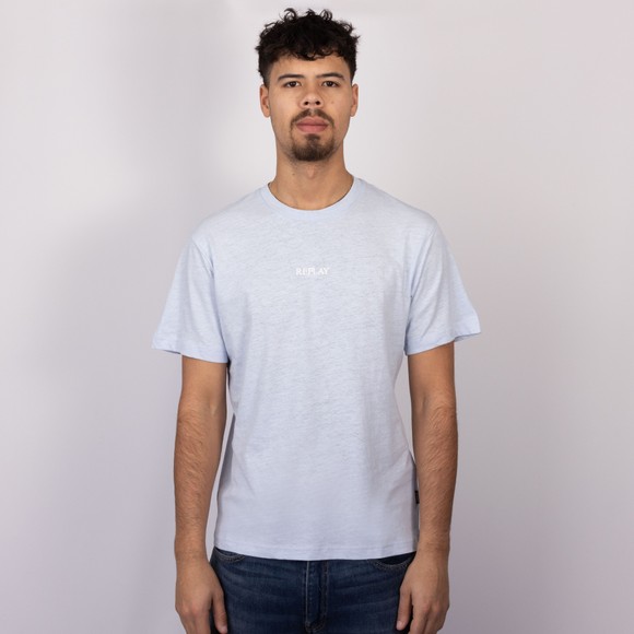 Replay Mens Blue Linen Mix T-Shirt main image