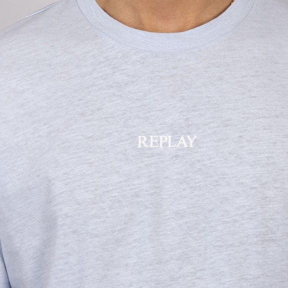 Replay Mens Blue Linen Mix T-Shirt