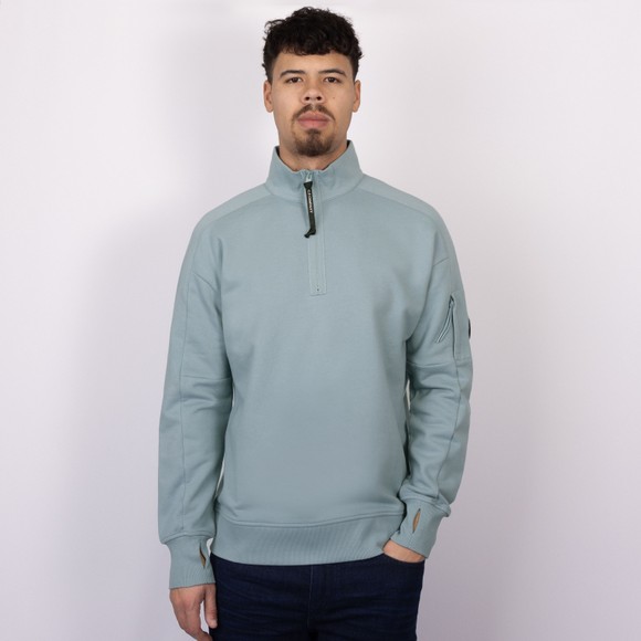 C.P. Company Mens Blue Diagonal Raised Fleece Half Zip Lens Sweatshirt #3