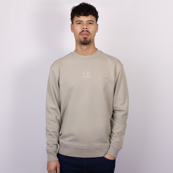 C.P. Company Mens Grey Centre Logo Diagonal Raised Fleece Sweatshirt #3