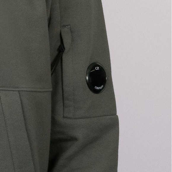 C.P. Company Mens Grey Diagonal Raised Fleece Hooded Lens Sweatshirt #4