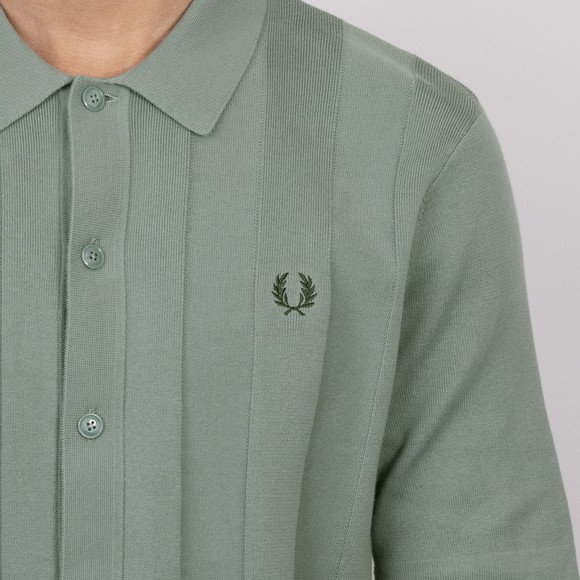 Fred Perry Mens Blue Vertical Tonal Striped Knitted Polo Shirt #3