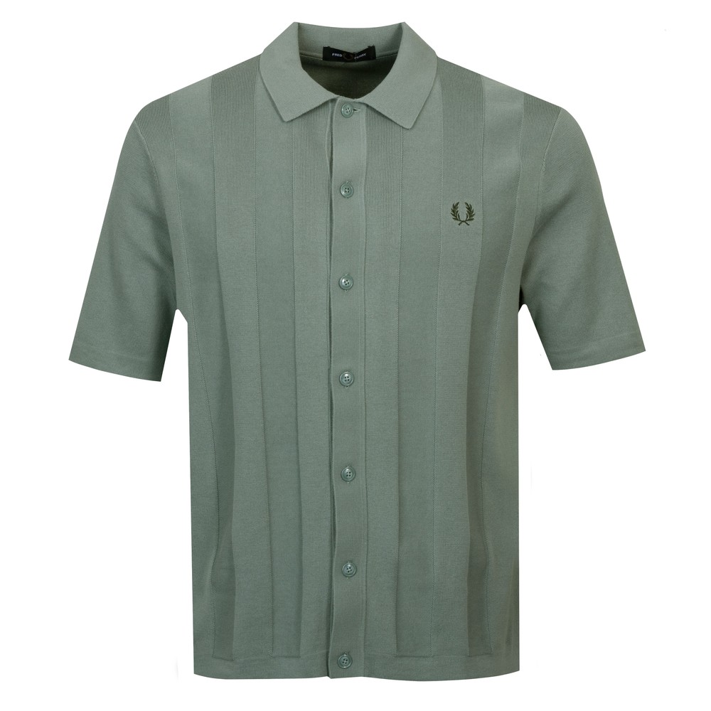 Vertical Tonal Striped Knitted Polo Shirt