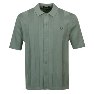 Vertical Tonal Striped Knitted Polo Shirt