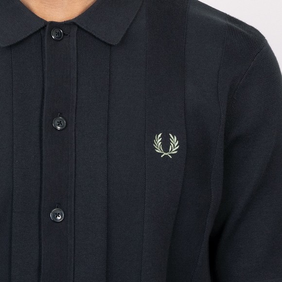 Fred Perry Mens Blue Vertical Tonal Striped Knitted Polo Shirt #3