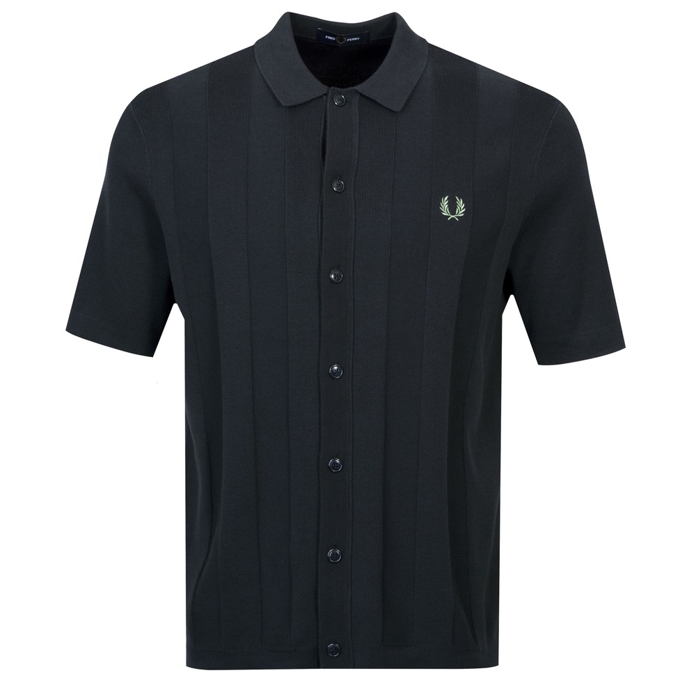 Vertical Tonal Striped Knitted Polo Shirt
