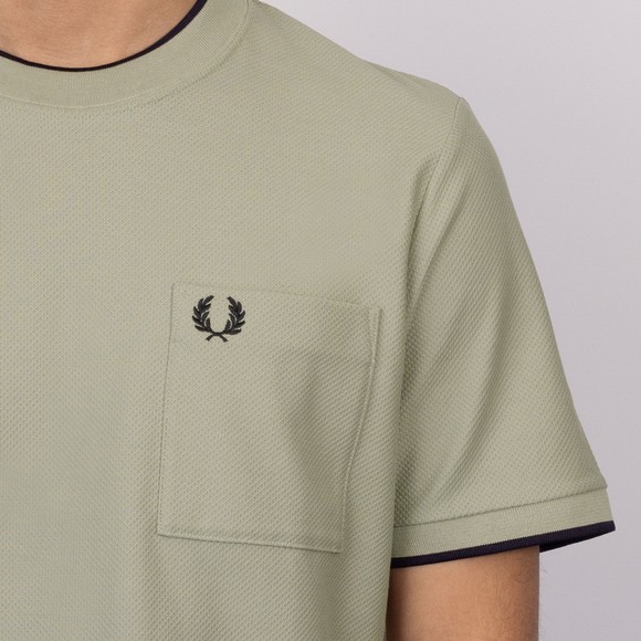Fred Perry Mens Green Pocket Detail Pique T-Shirt #3