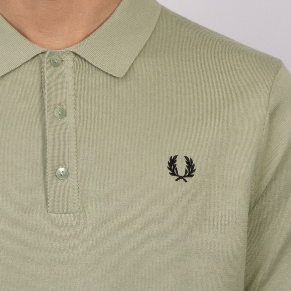 Fred Perry Mens Green Cotton Knitted Polo Shirt #3