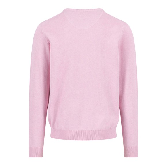 Fynch Hatton Mens Pink Superfine Cotton V Neck Jumper