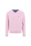 Fynch Hatton Mens Pink Superfine Cotton V Neck Jumper