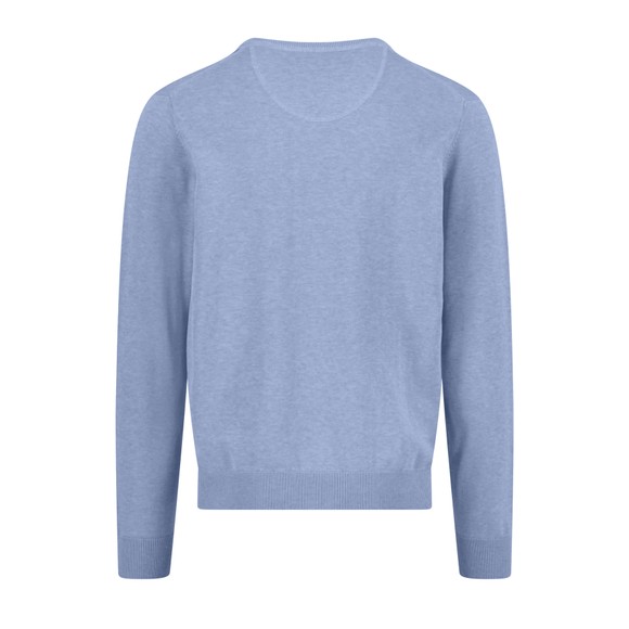 Fynch Hatton Mens Blue Superfine Cotton V Neck Jumper